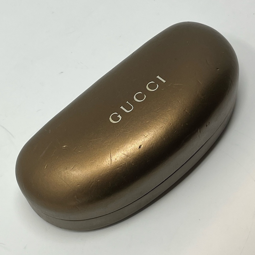 Gucci Guccissimo Clamshell Eyeglass/Sunglass Case in Metallic Gold